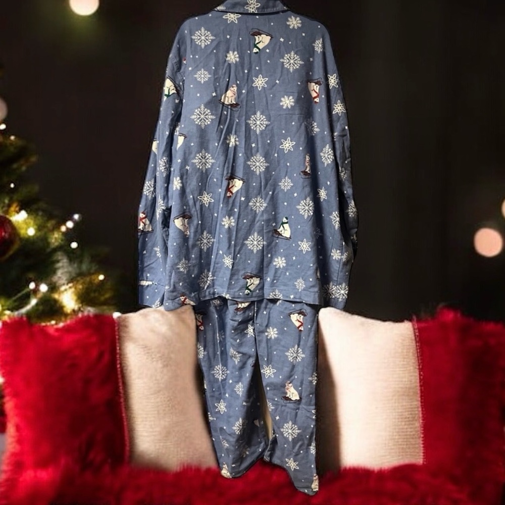 Old Navy ~ Women’s ~ 2 Piece Pajama Set ~ XL~Flannel ~Snowflakes & Polar Bears - Picture 6 of 16